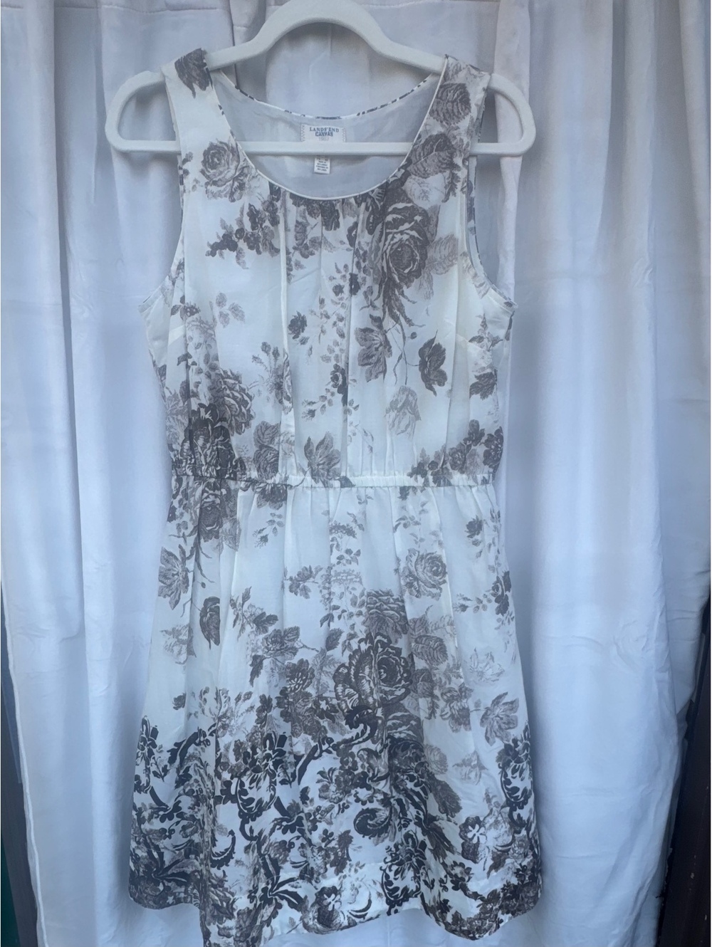 Lands' End Canvas 1963 Floral Toile Sleeveless Dress in Size 10